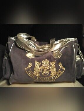 FAB. VINTAGE Juicy Couture Gold-Trimmed Dark BROWN Velvet Tote TASSELS 🔥 READ
